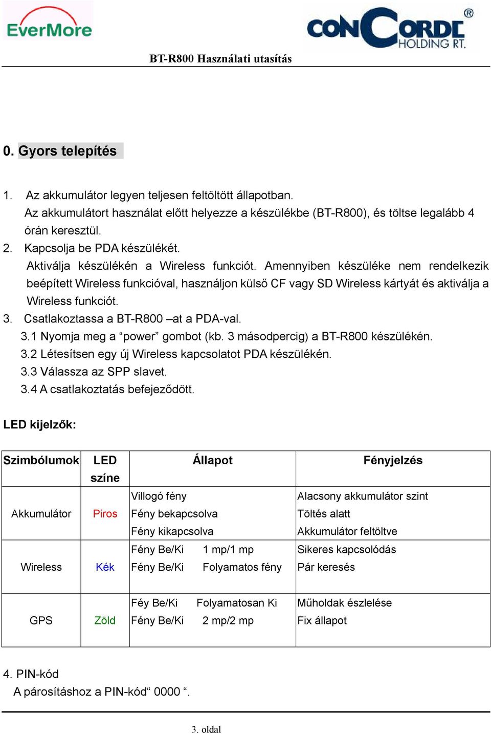 Amennyiben készüléke nem rendelkezik beépített Wireless funkcióval, használjon külső CF vagy SD Wireless kártyát és aktiválja a Wireless funkciót. 3. Csatlakoztassa a BT-R800 at a PDA-val. 3.1 Nyomja meg a power gombot (kb.