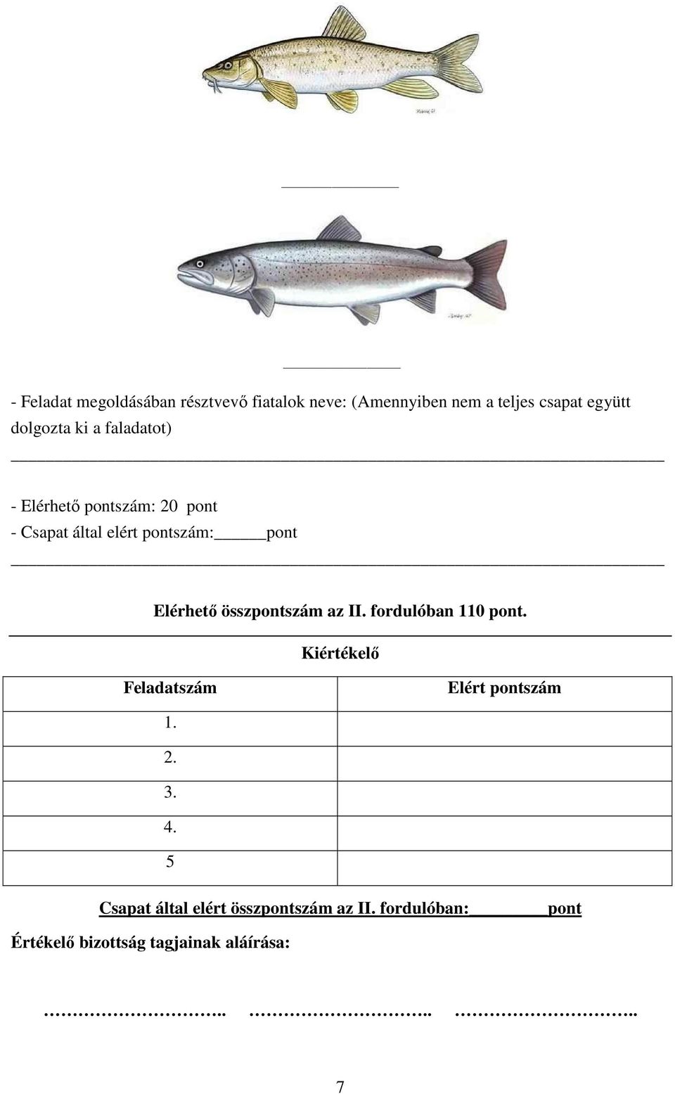 Kiértékelő Feladatszám Elért pontszám 1. 2. 3. 4.