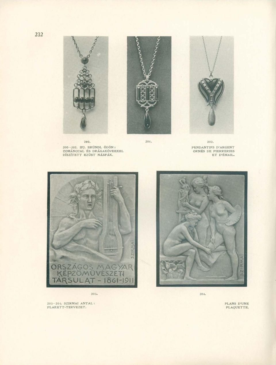 PENDANTIFS D'ARGENT ORNÉS DE PIERRERIES ET D'ÉMAIL.
