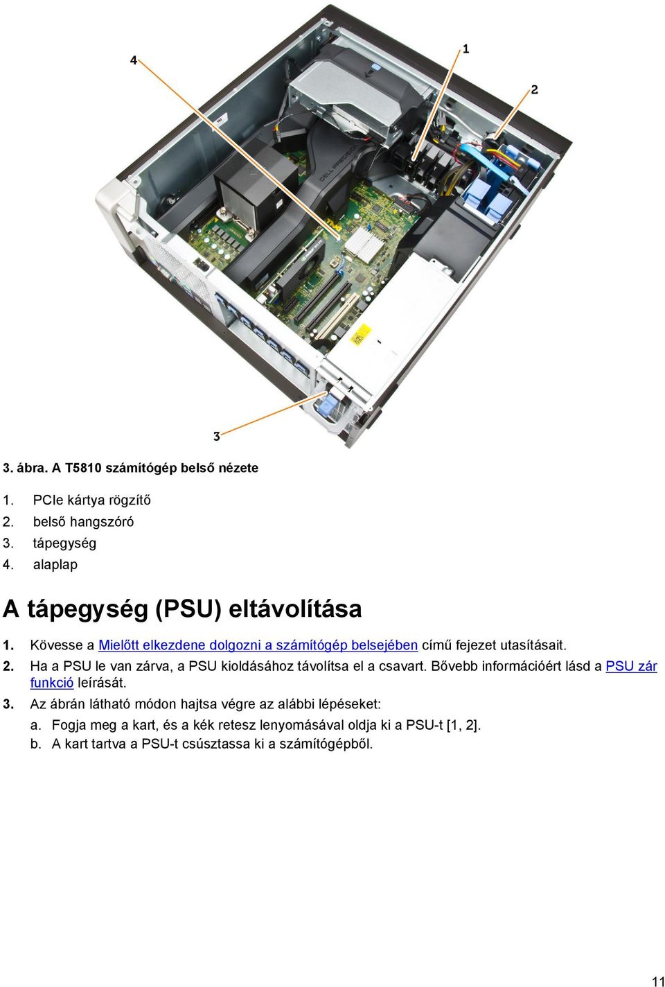 Ha a PSU le van zárva, a PSU kioldásához távolítsa el a csavart. Bővebb információért lásd a PSU zár funkció leírását. 3.