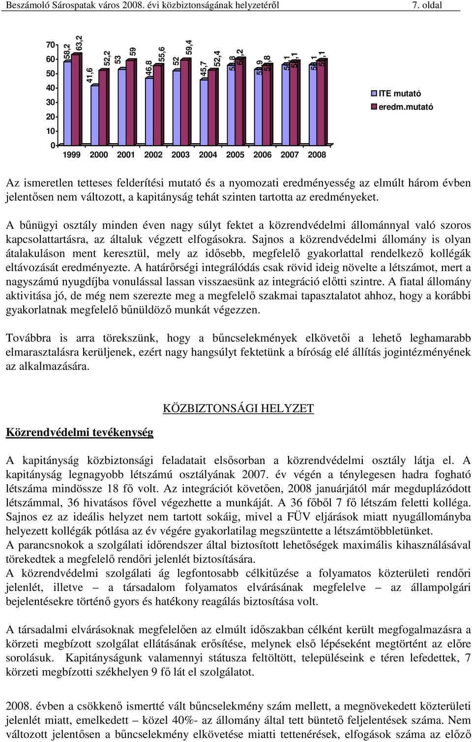 A bőnügyi osztály minden éven nagy súlyt fektet a közrendvédelmi állománnyal való szoros kapcsolattartásra, az általuk végzett elfogásokra.