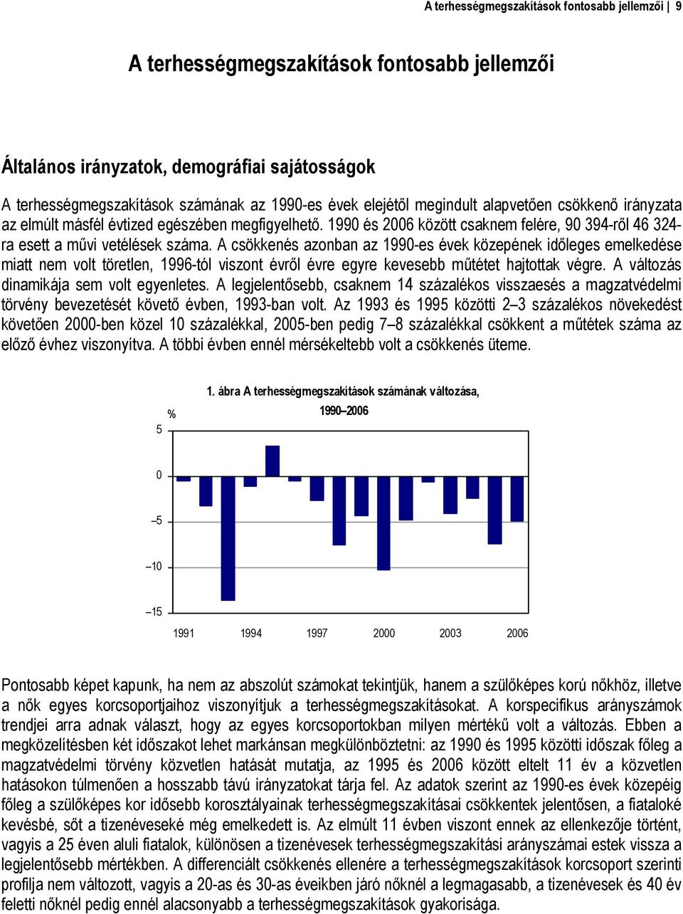 A csökkenés azonban az 199-es évek közepének időleges emelkedése miatt nem volt töretlen, 1996-tól viszont évről évre egyre kevesebb műtétet hajtottak végre. A változás dinamikája sem volt egyenletes.