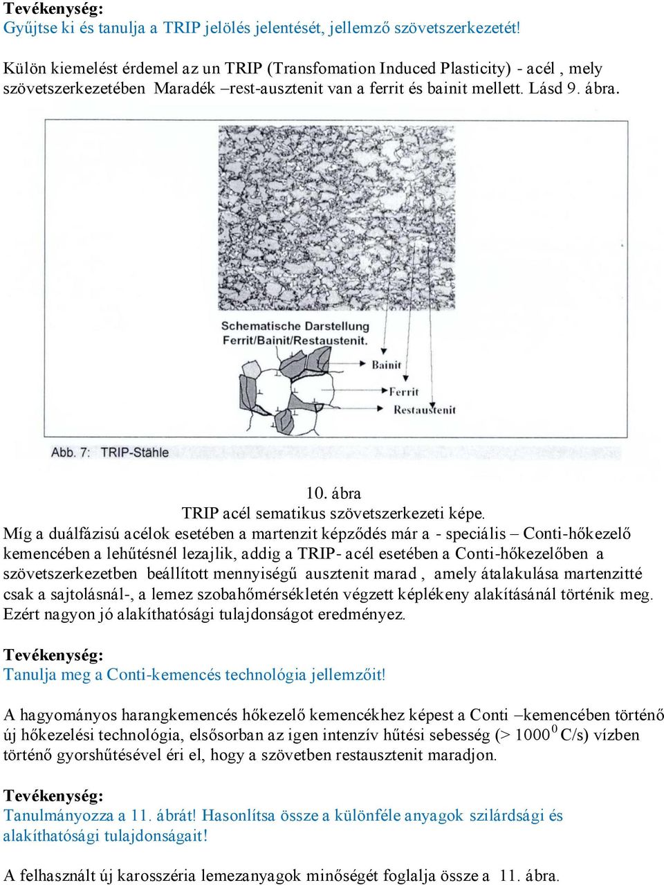 ábra TRIP acél sematikus szövetszerkezeti képe.