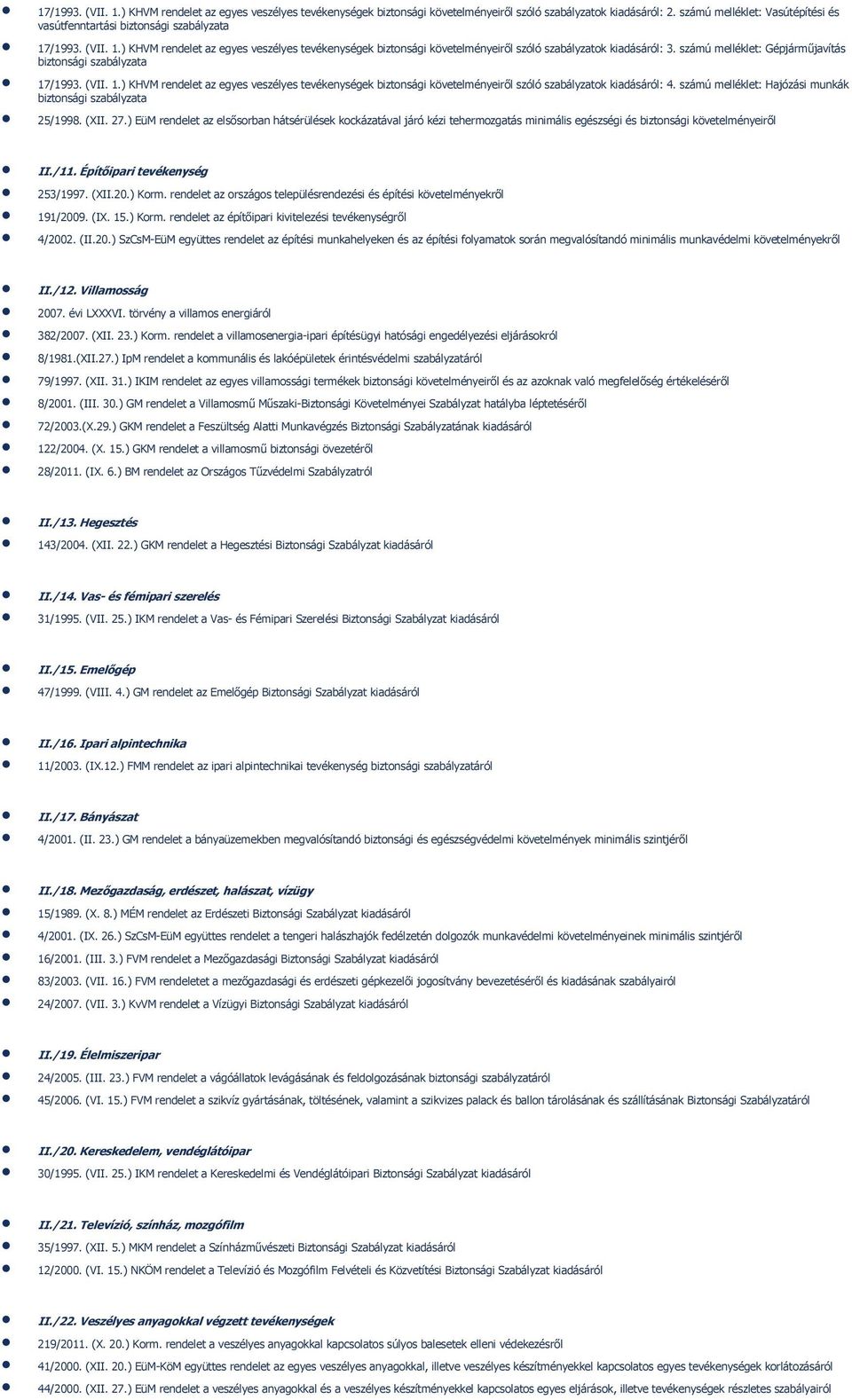 számú melléklet: Gépjárműjavítás biztonsági szabályzata 17/1993. (VII. 1.) KHVM rendelet az egyes veszélyes tevékenységek biztonsági követelményeiről szóló szabályzatok kiadásáról: 4.