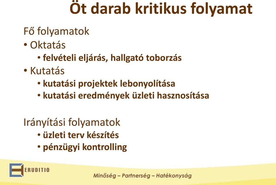 projektek lebonyolítása kutatási eredmények üzleti