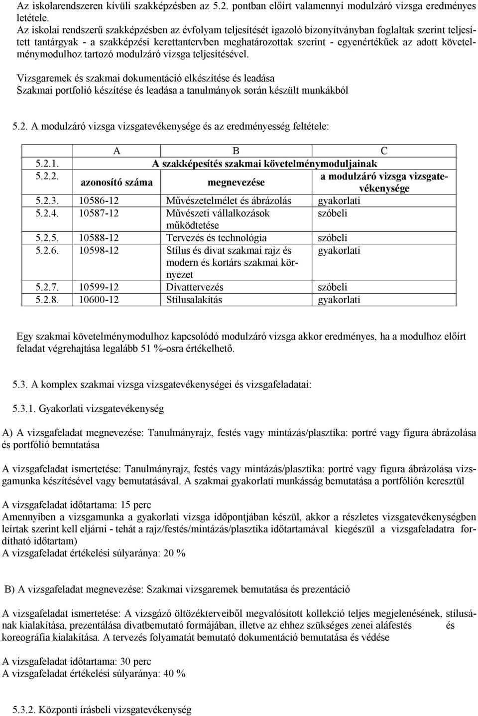 adott követelménymodulhoz tartozó modulzáró vizsga teljesítésével.