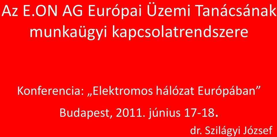Konferencia: Elektromos hálózat