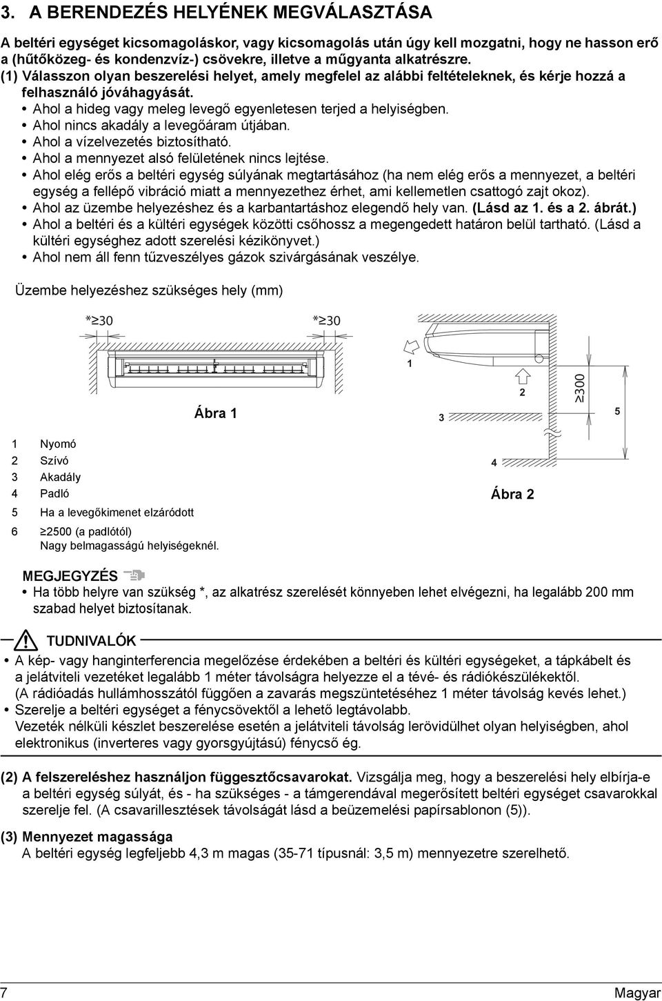 Ahol nincs akadály a levegőáram útjában. Ahol a vízelvezetés biztosítható. Ahol a mennyezet alsó felületének nincs lejtése.