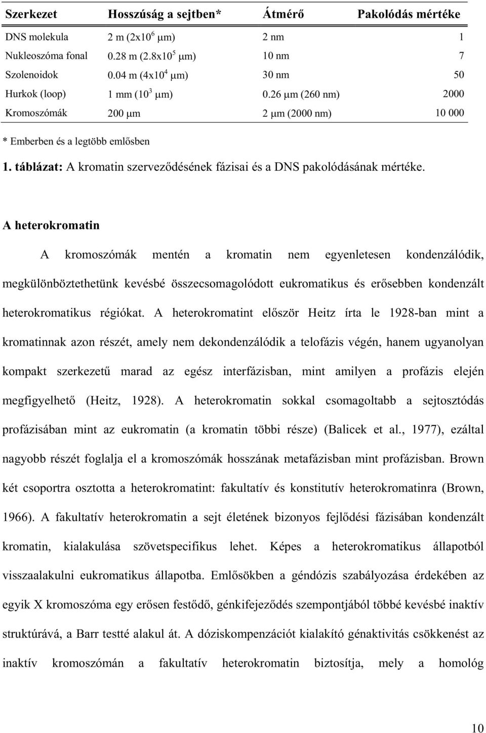 táblázat: A kromatin szervez désének fázisai és a DNS pakolódásának mértéke.