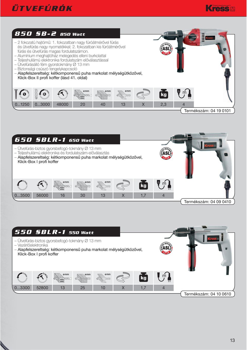 kétkomponensű puha markolat mélységütközővel, Klick-Box II profi koffer (lásd 41. oldal) 0...1250 0...3000 48000 20 40 13 X 2,3 4 Termékszám: Art.-Nr.