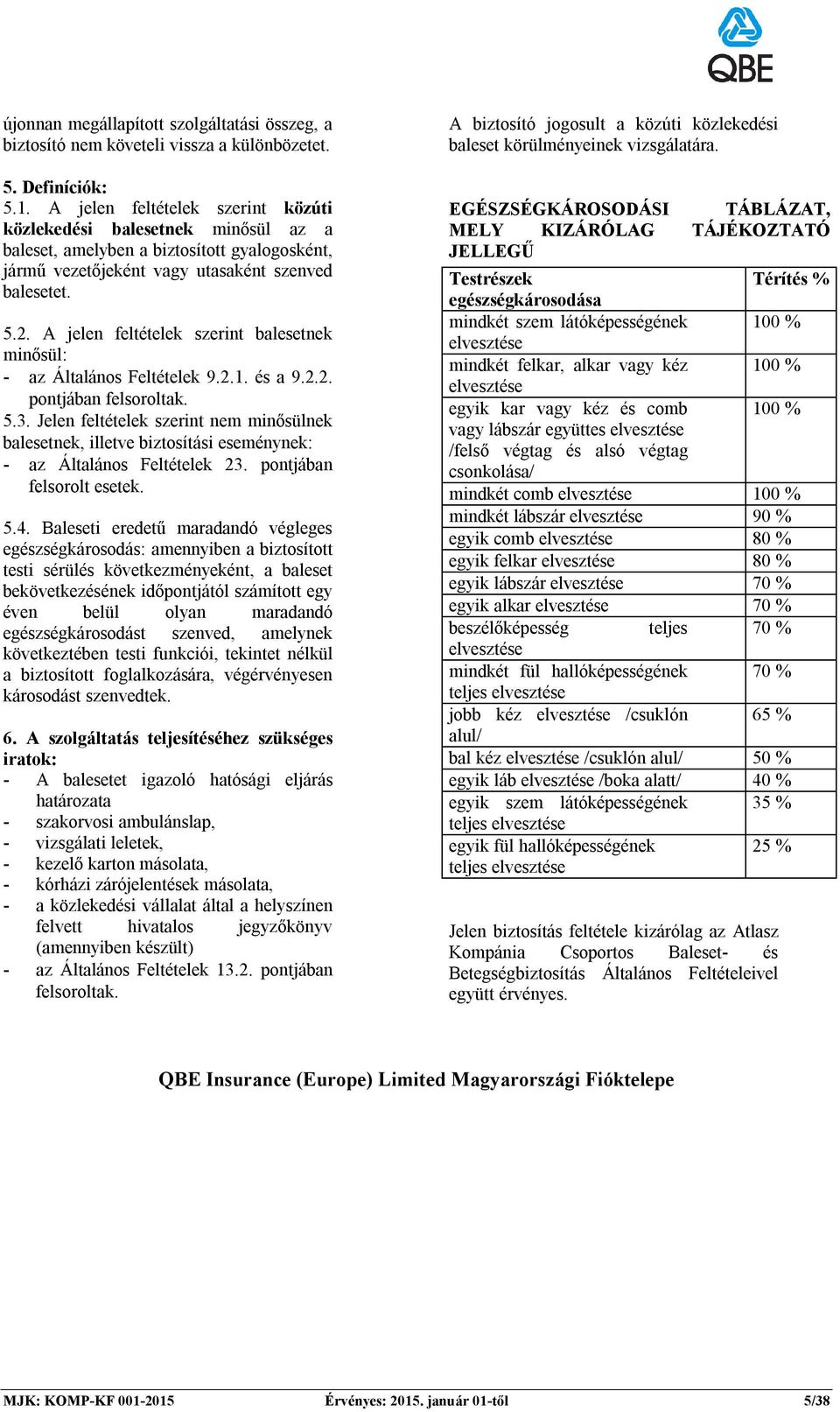 A jelen feltételek szerint balesetnek pontjában 5.3. Jelen feltételek szerint nem minősülnek felsorolt esetek. 5.4.