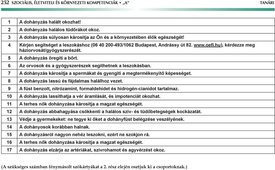 hu), kérdezze meg háziorvosát/gyógyszerészét. 5 A dohányzás öregíti a bőrt. 6 Az orvosok és a gyógyszerészek segíthetnek a leszokásban.