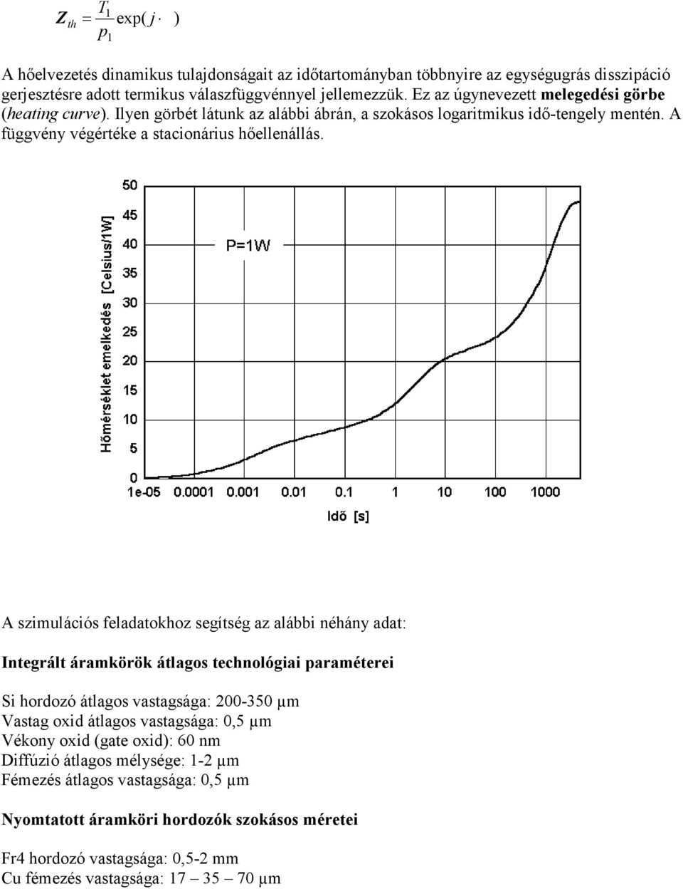 A szimulációs feladatokhoz segítség az alábbi néhány adat: Integrált áramkörök átlagos technológiai paraméterei Si hordozó átlagos astagsága: 200-350 µm Vastag oxid átlagos astagsága: 0,5