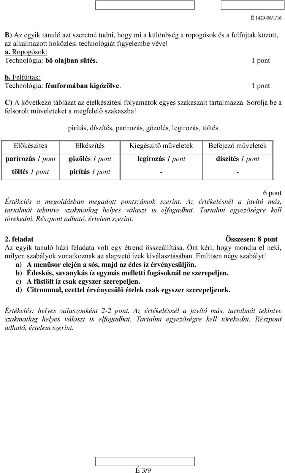 Sorolja be a felsorolt műveleteket a megfelelő szakaszba!