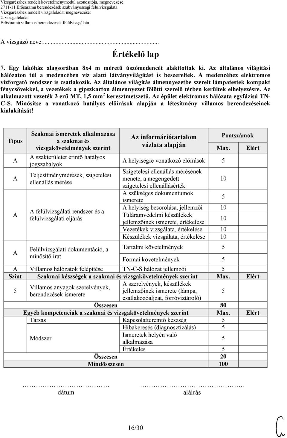 z általános világítás álmennyezetbe szerelt lámpatestek kompakt fénycsövekkel, a vezetékek a gipszkarton álmennyezet fölötti szerelő térben kerültek elhelyezésre.