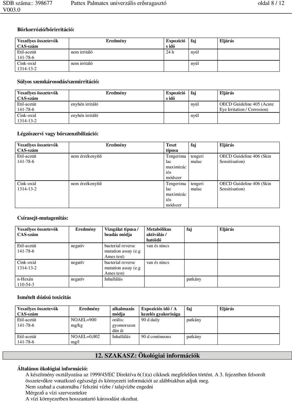 faj típusa Tengerima lac maximizác iós módszer Tengerima lac maximizác iós módszer tengeri malac tengeri malac OECD Guideline 406 (Skin Sensitisation) OECD Guideline 406 (Skin Sensitisation)