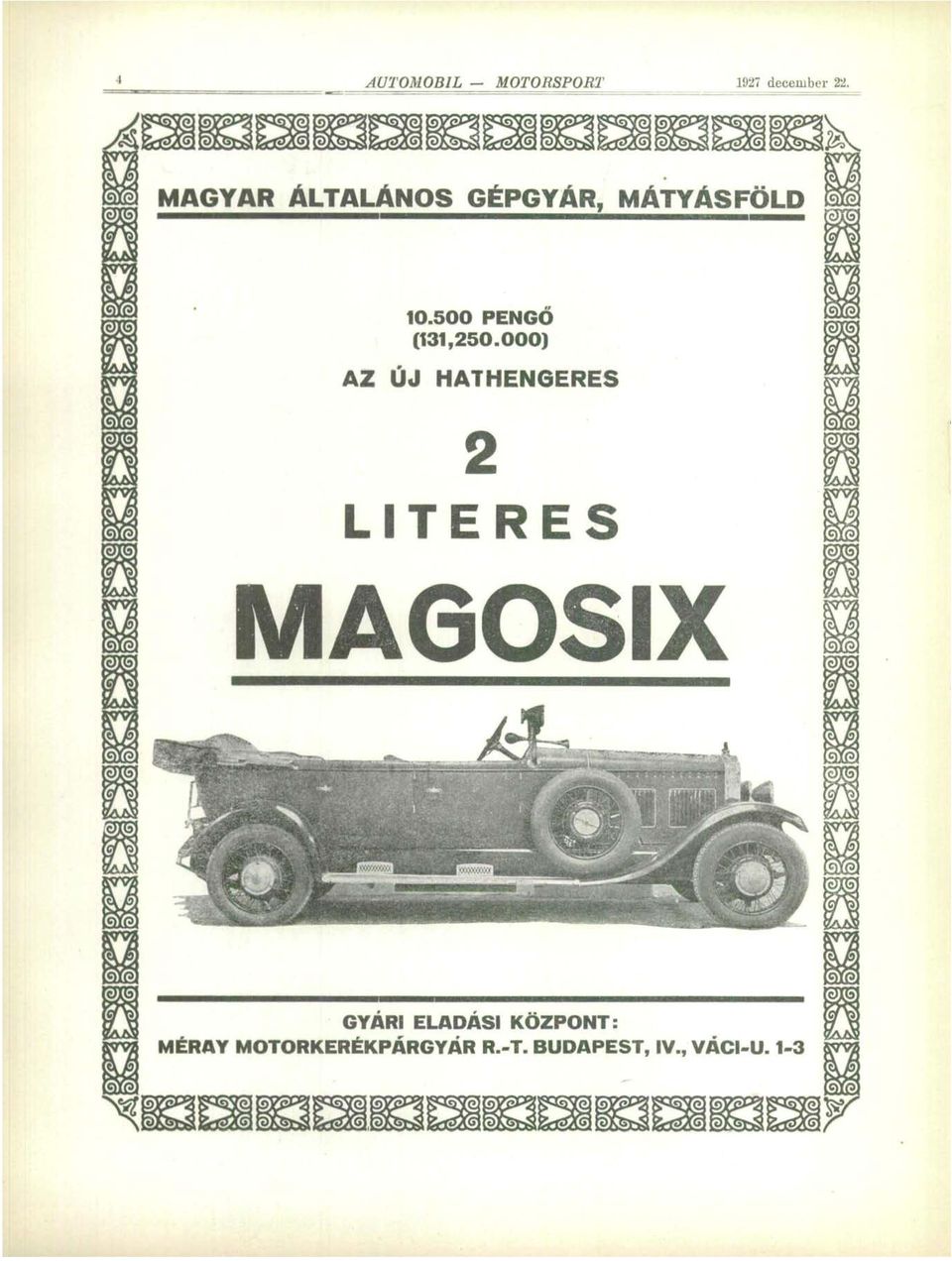 MÁTYÁSFÖLD 10.500 PENGŐ (131,250.