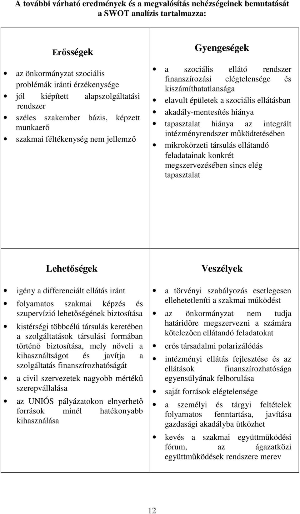 szociális ellátásban akadály-mentesítés hiánya tapasztalat hiánya az integrált intézményrendszer mőködtetésében mikrokörzeti társulás ellátandó feladatainak konkrét megszervezésében sincs elég