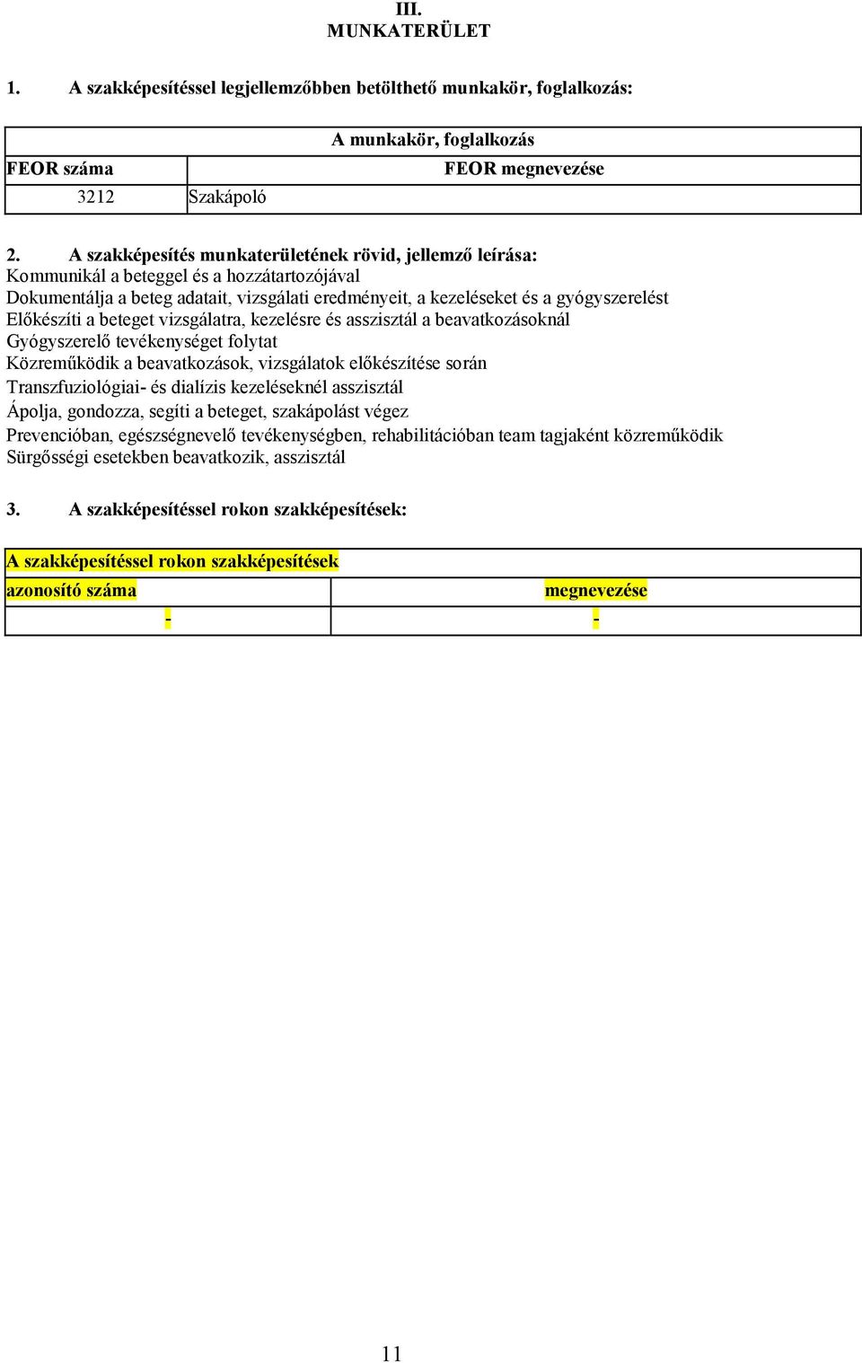 a beteget vizsgálatra, kezelésre és asszisztál a beavatkozásoknál Gyógyszerelı tevékenységet folytat Közremőködik a beavatkozások, vizsgálatok elıkészítése során Transzfuziológiai- és dialízis