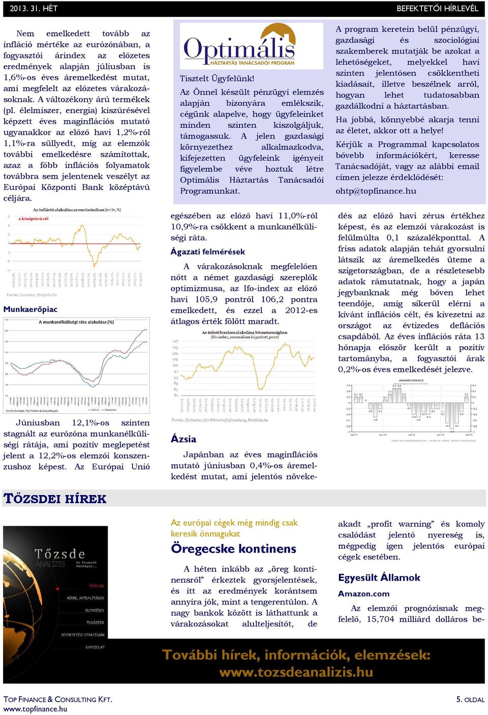 élelmiszer, energia) kiszőrésével képzett éves maginflációs mutató ugyanakkor az elızı havi 1,2%-ról 1,1%-ra süllyedt, míg az elemzık további emelkedésre számítottak, azaz a fıbb inflációs folyamatok