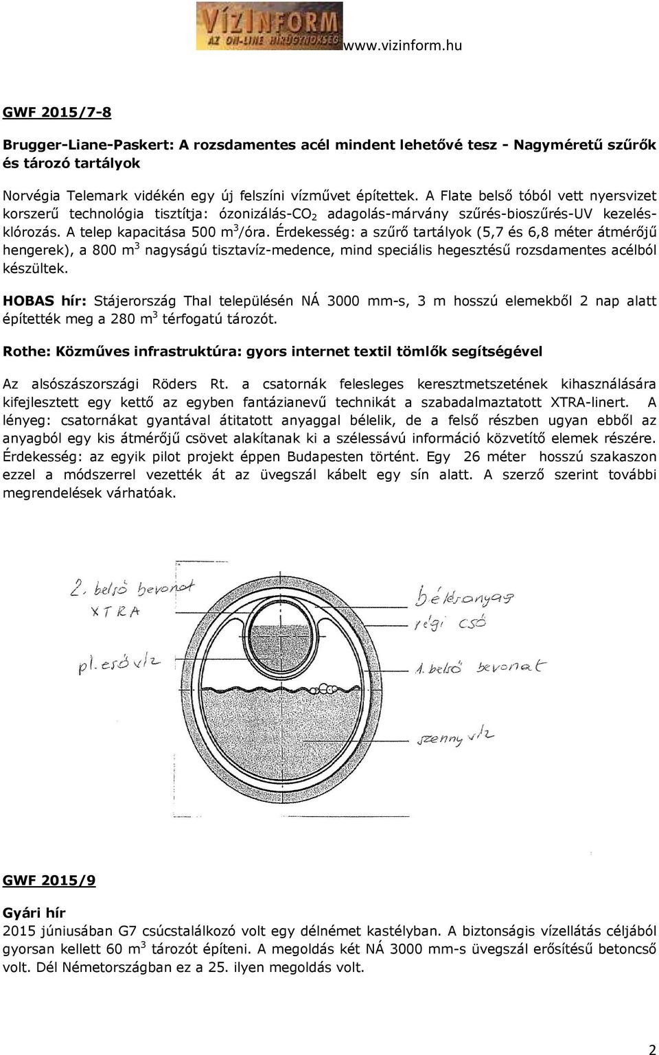 Érdekesség: a szűrő tartályok (5,7 és 6,8 méter átmérőjű hengerek), a 800 m 3 nagyságú tisztavíz-medence, mind speciális hegesztésű rozsdamentes acélból készültek.