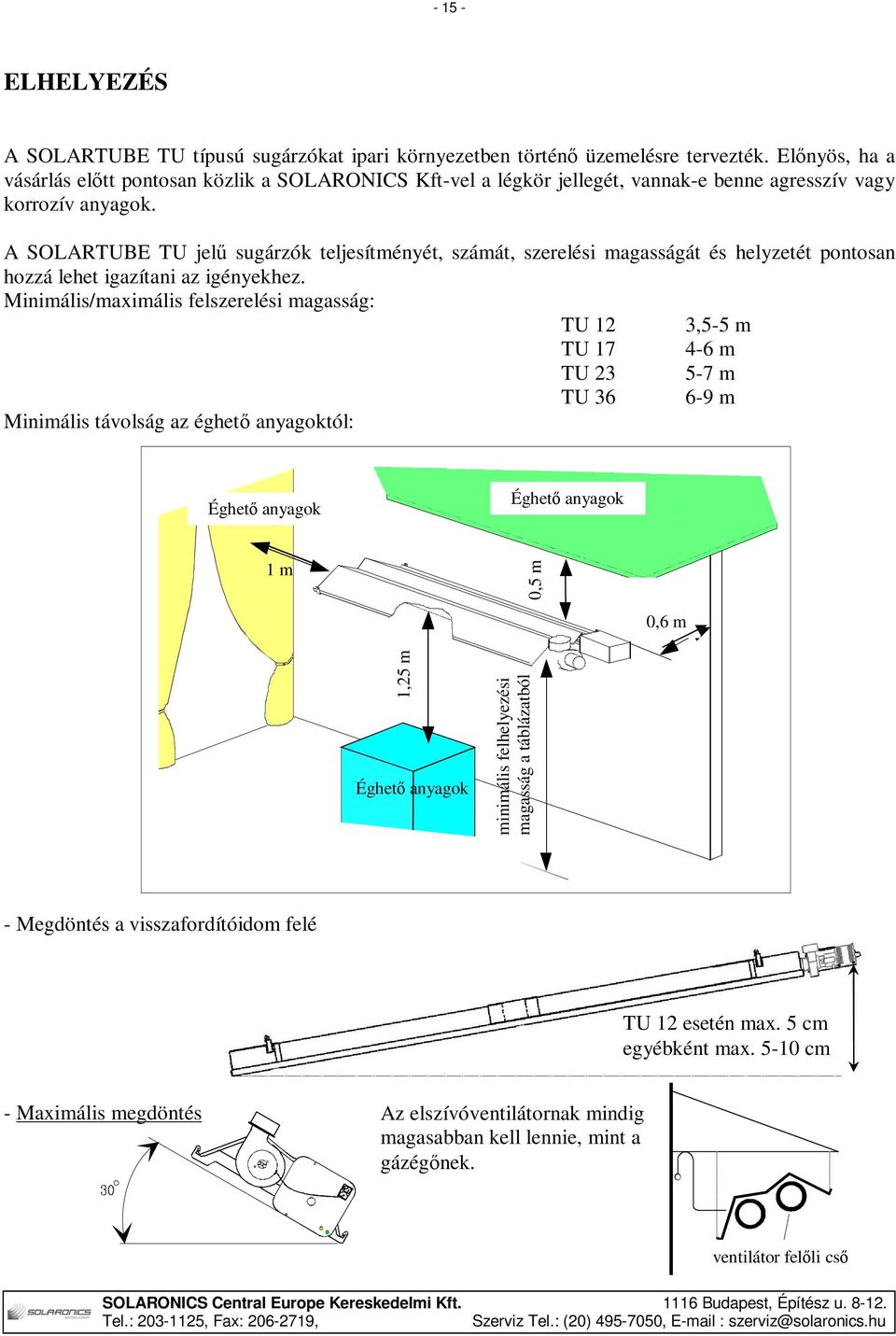 A SOLARTUBE TU jelű sugárzók teljesítményét, számát, szerelési magasságát és helyzetét pontosan hozzá lehet igazítani az igényekhez.