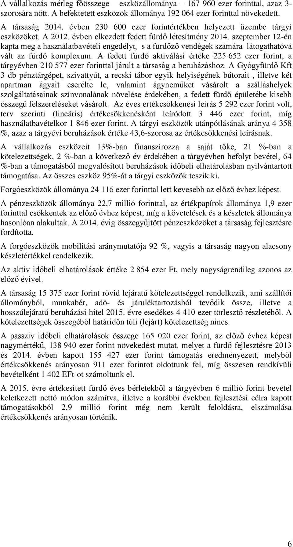 szeptember 12-én kapta meg a használatbavételi engedélyt, s a fürdőző vendégek számára látogathatóvá vált az fürdő komplexum.