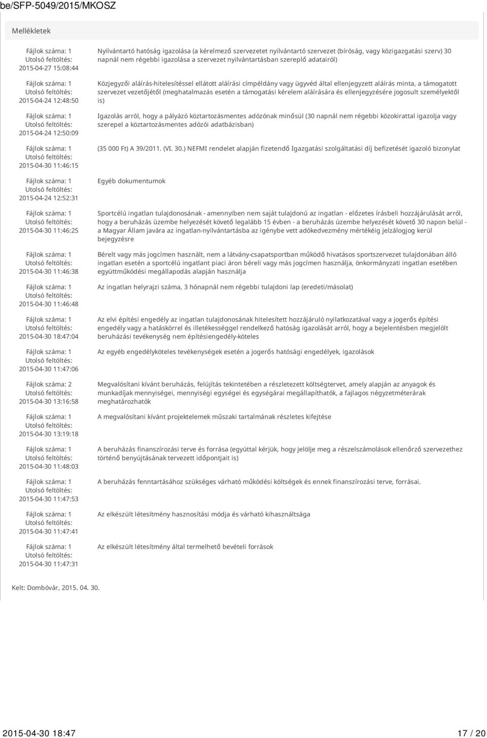 szervezetet nyilvántartó szervezet (bíróság, vagy közigazgatási szerv) 30 napnál nem régebbi igazolása a szervezet nyilvántartásban szereplő adatairól) Közjegyzői aláírás-hitelesítéssel ellátott