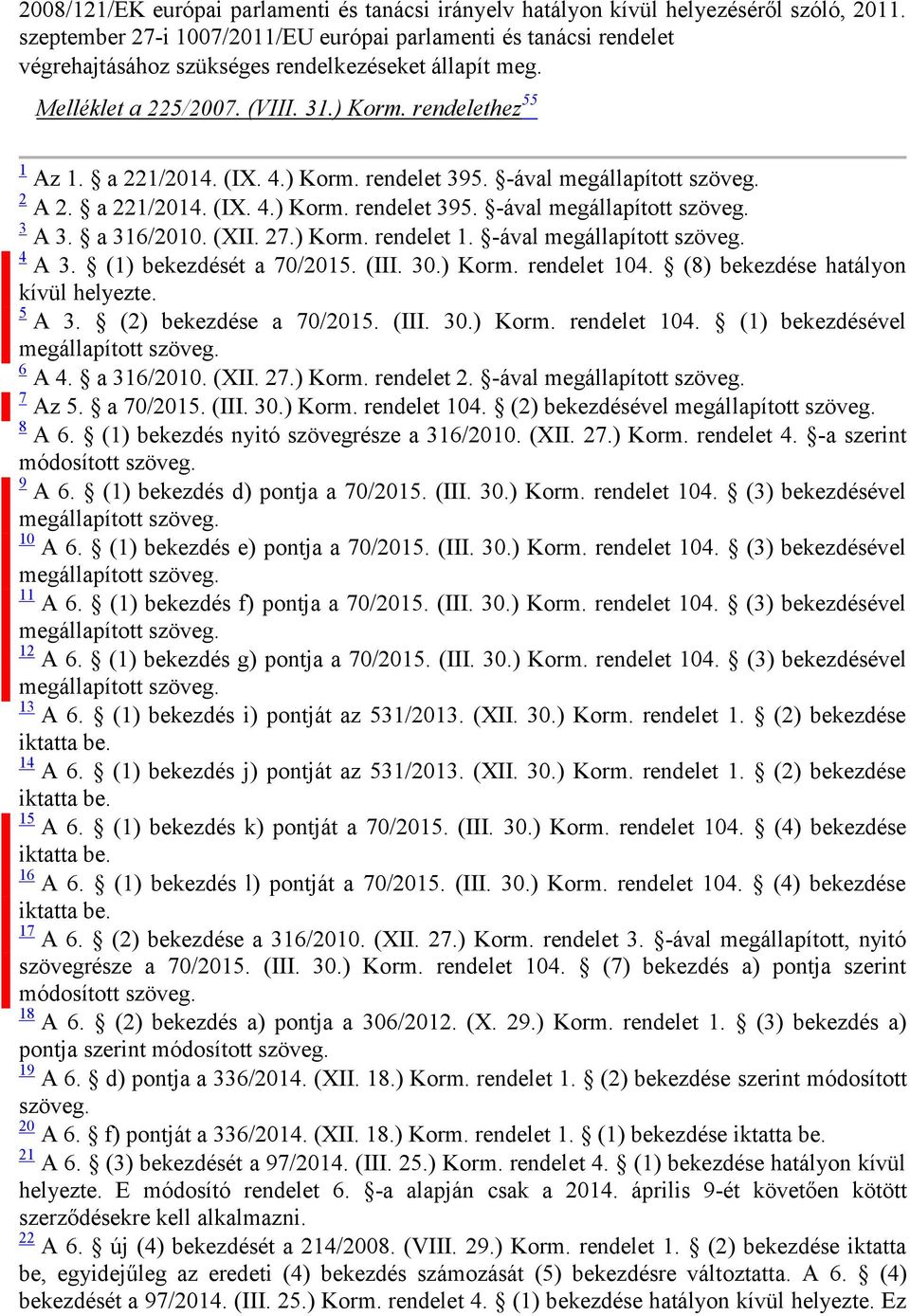 (IX. 4.) Korm. rendelet 395. -ával 2 A 2. a 221/2014. (IX. 4.) Korm. rendelet 395. -ával 3 A 3. a 316/2010. (XII. 27.) Korm. rendelet 1. -ával 4 A 3. (1) bekezdését a 70/2015. (III. 30.) Korm. rendelet 104.