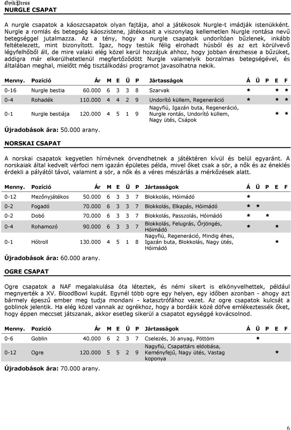 Az a tény, hogy a nurgle csapatok undorítóan bűzlenek, inkább feltételezett, mint bizonyított.