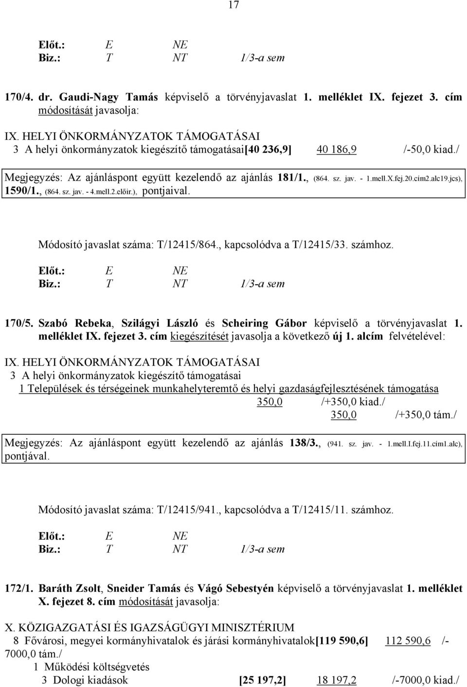 mell.X.fej.20.cím2.alc19.jcs), 1590/1., (864. sz. jav. - 4.mell.2.előir.), pontjaival. Módosító javaslat száma: T/12415/864., kapcsolódva a T/12415/33. számhoz. 170/5.