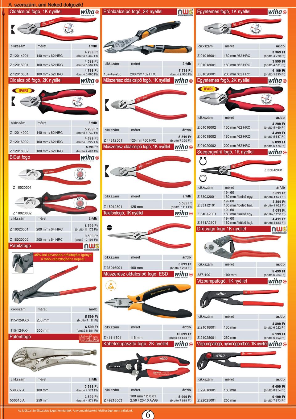 01018001 180 mm / 62 HRC Z 01020001 200 mm / 62 HRC Egyetemes fogó, 2K nyéllel 3 369 Ft (bruttó 4 279 Ft) 3 599 Ft (bruttó 4 571 Ft) 4 169 Ft (bruttó 5 295 Ft) Z 12014002 140 mm / 62 HRC 5 299 Ft