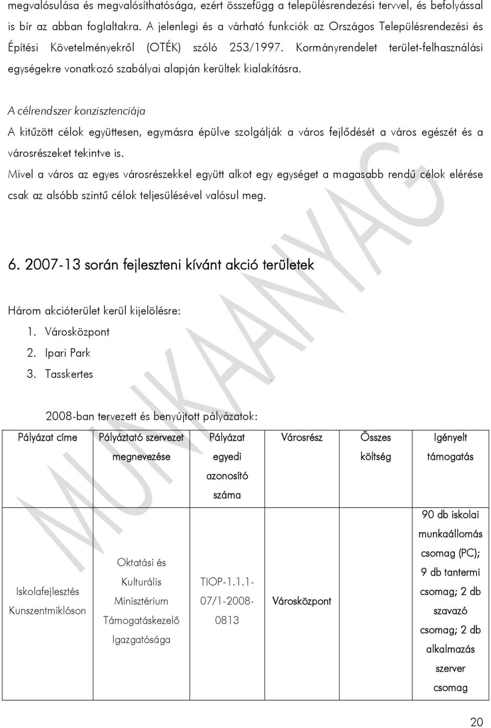 Kormányrendelet terület-felhasználási egységekre vonatkozó szabályai alapján kerültek kialakításra.