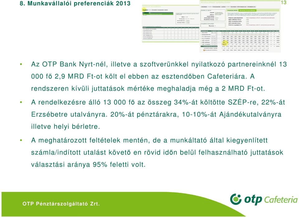 A rendelkezésre álló 13 000 fő az összeg 34%-át költötte SZÉP-re, 22%-át Erzsébetre utalványra.