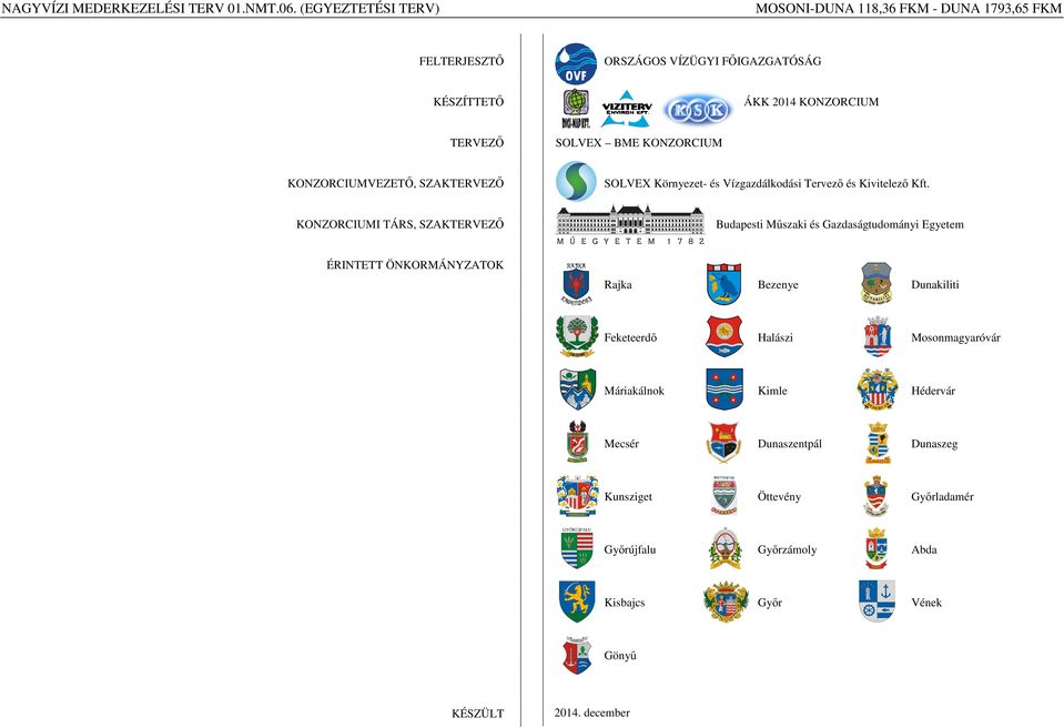KONZORCIUMI TÁRS, SZAKTERVEZŐ Budapesti Műszaki és Gazdaságtudományi Egyetem ÉRINTETT ÖNKORMÁNYZATOK Rajka Bezenye Dunakiliti