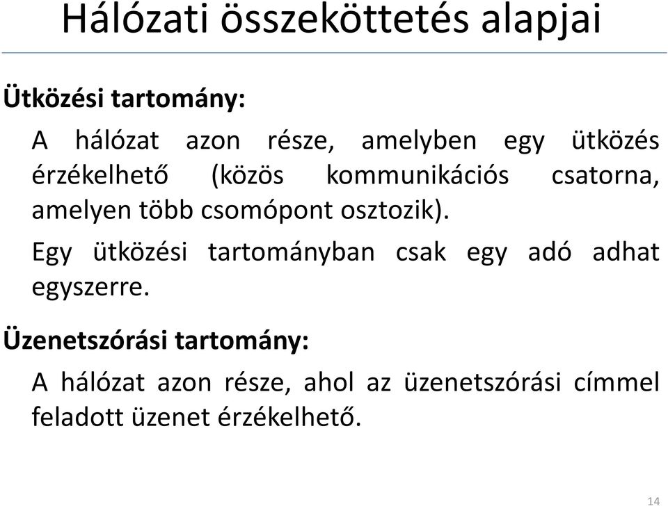 osztozik). Egy ütközési tartományban csak egy adó adhat egyszerre.