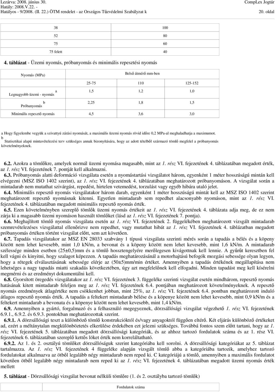 repesztő nyomás 4,5 3,6 3,0 a Hogy figyelembe vegyük a szivattyú zárási nyomását, a maximális üzemi nyomás rövid időre 0,2 MPa-al meghaladhatja a maximumot.