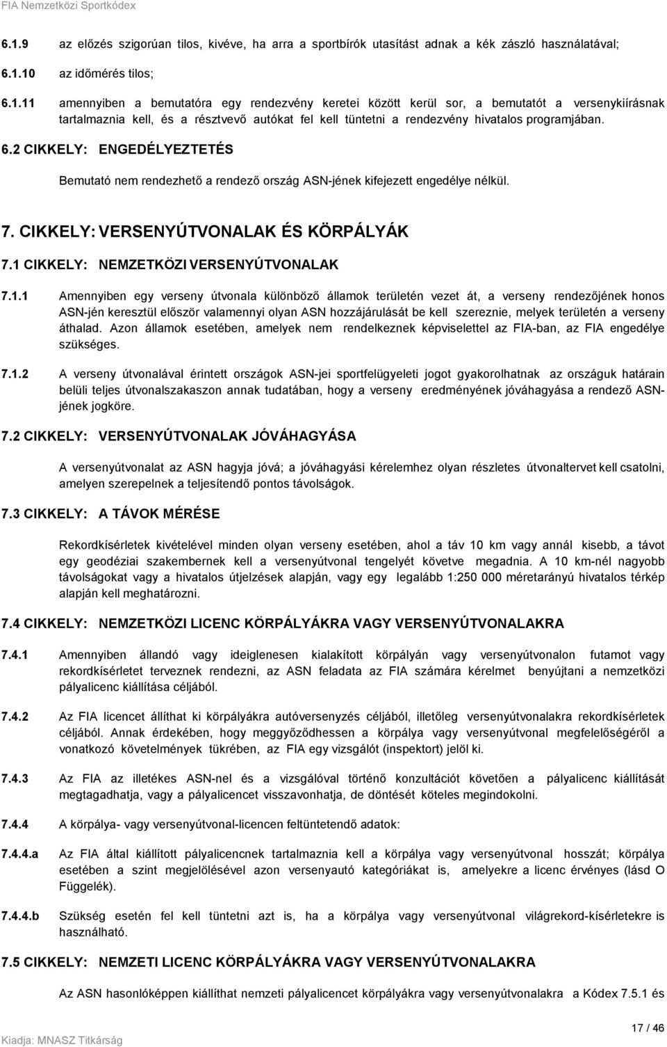 CIKKELY: NEMZETKÖZI VERSENYÚTVONALAK 7.1.