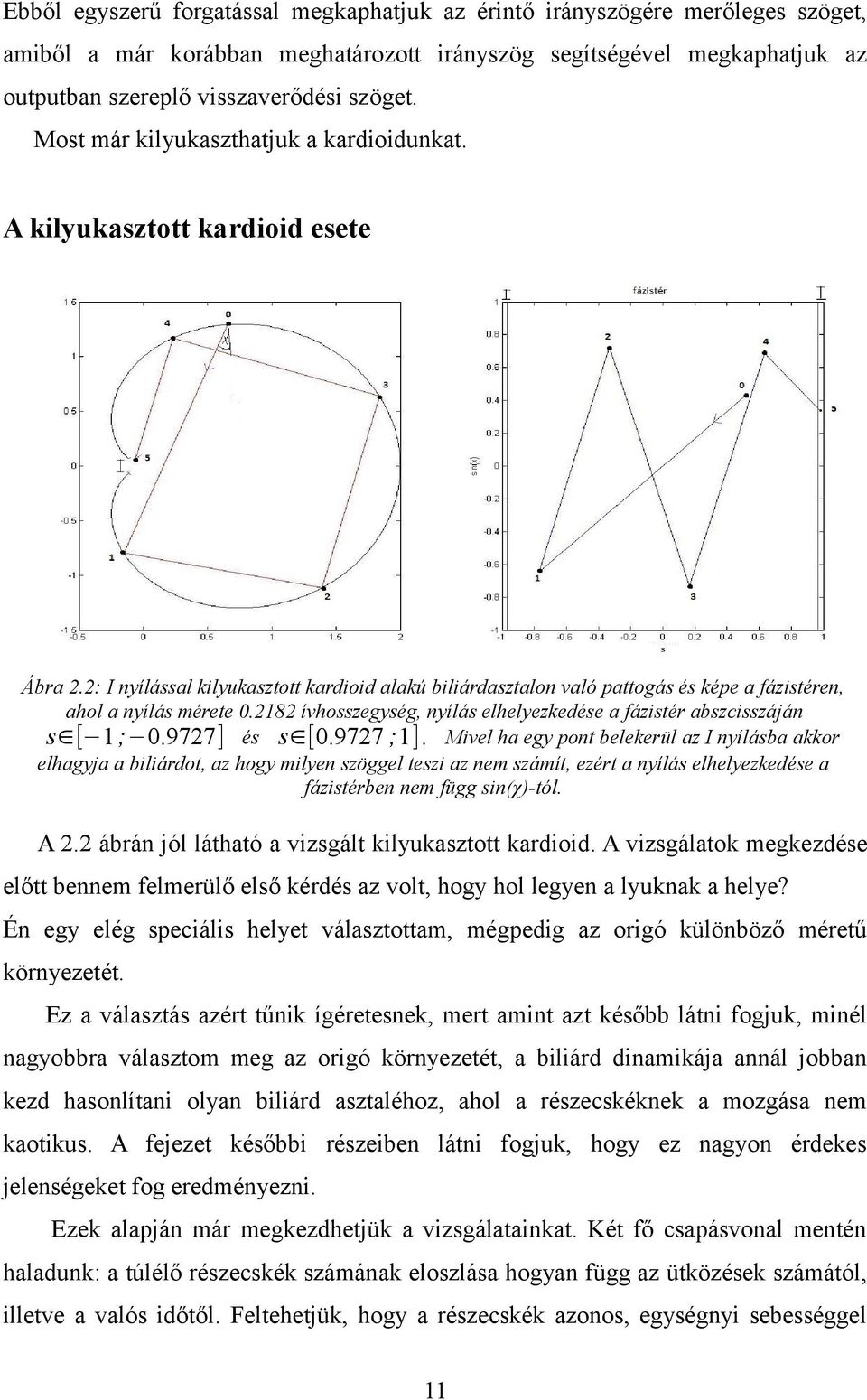 2182 ívhosszegység, yílás elhelyezkedése a fázistér abszcisszájá s [ 1 ; 0.9727] és s [0.9727 ;1].