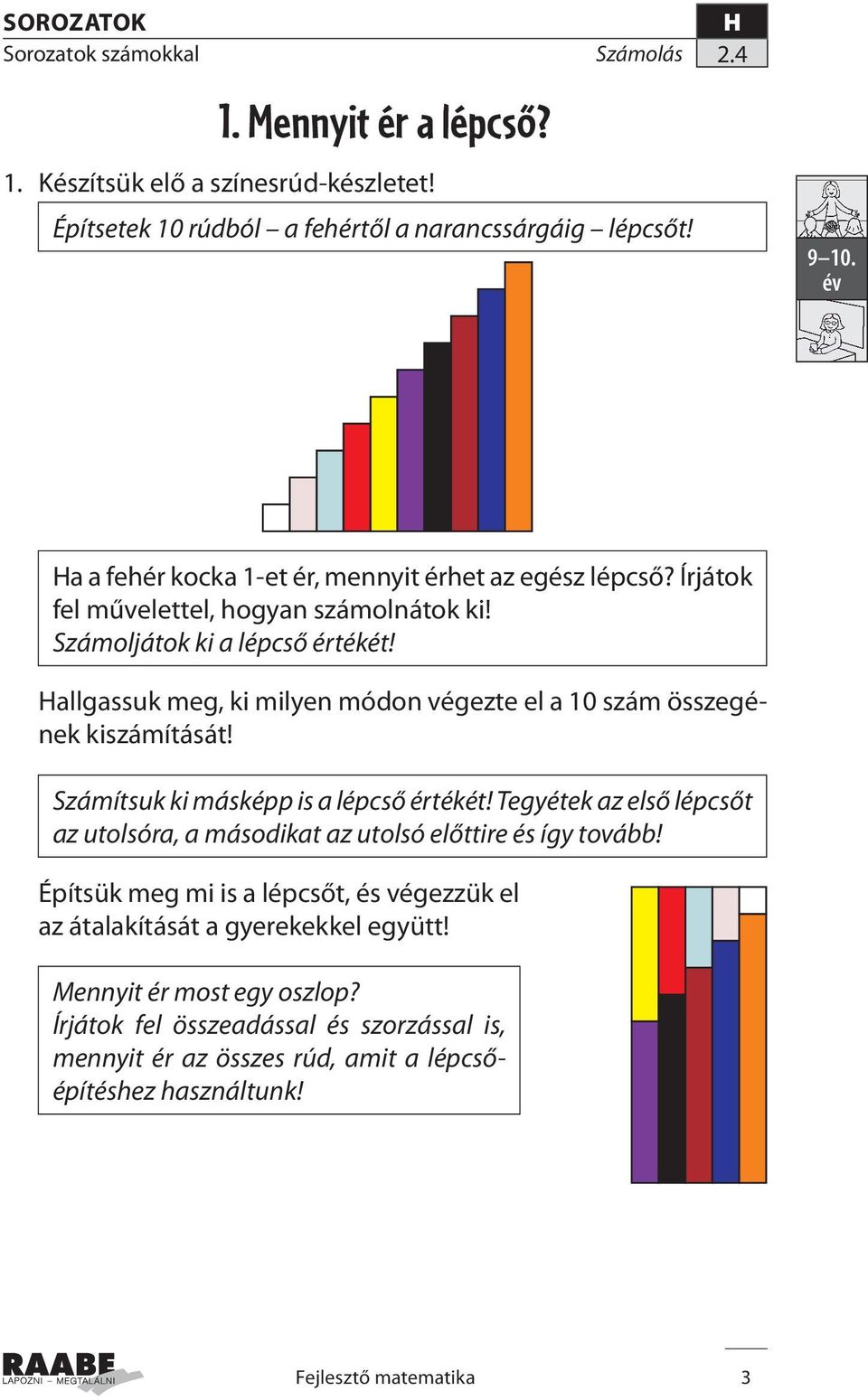 allgassuk meg, ki milyen módon végezte el a 10 szám összegének kiszámítását! Számítsuk ki másképp is a lépcső értékét!