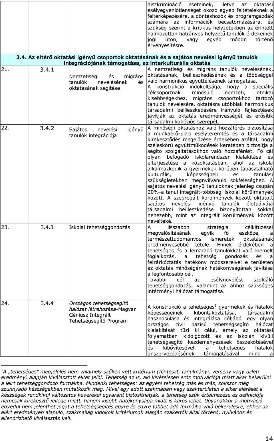 Az eltérı ktatási igényő csprtk ktatásának és a sajáts nevelési igényő tanulók integrációjának támgatása, az interkulturális ktatás 21. 3.4.