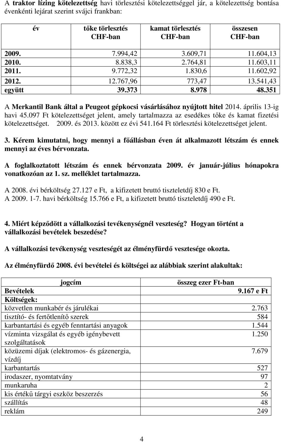 351 A Merkantil Bank által a Peugeot gépkocsi vásárlásához nyújtott hitel 2014. április 13-ig havi 45.