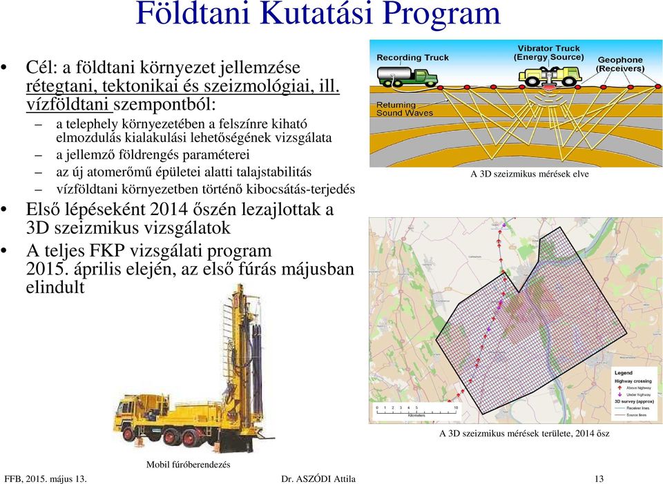 atomerőmű épületei alatti talajstabilitás vízföldtani környezetben történő kibocsátás-terjedés Első lépéseként 2014 őszén lezajlottak a 3D szeizmikus vizsgálatok