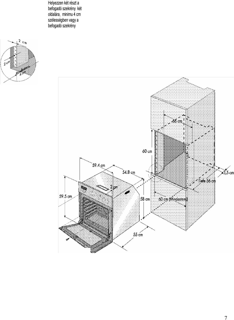 oldalára, minimu 4 cm