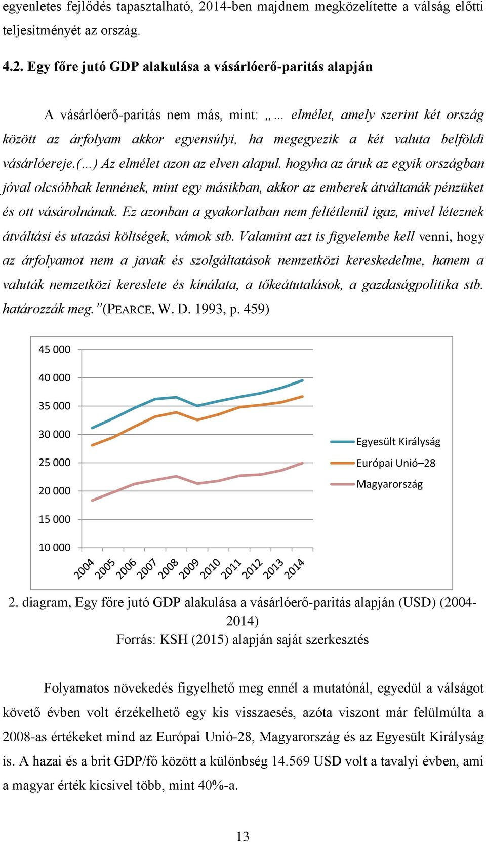 Egy főre jutó GDP alakulása a vásárlóerő-paritás alapján A vásárlóerő-paritás nem más, mint: elmélet, amely szerint két ország között az árfolyam akkor egyensúlyi, ha megegyezik a két valuta belföldi