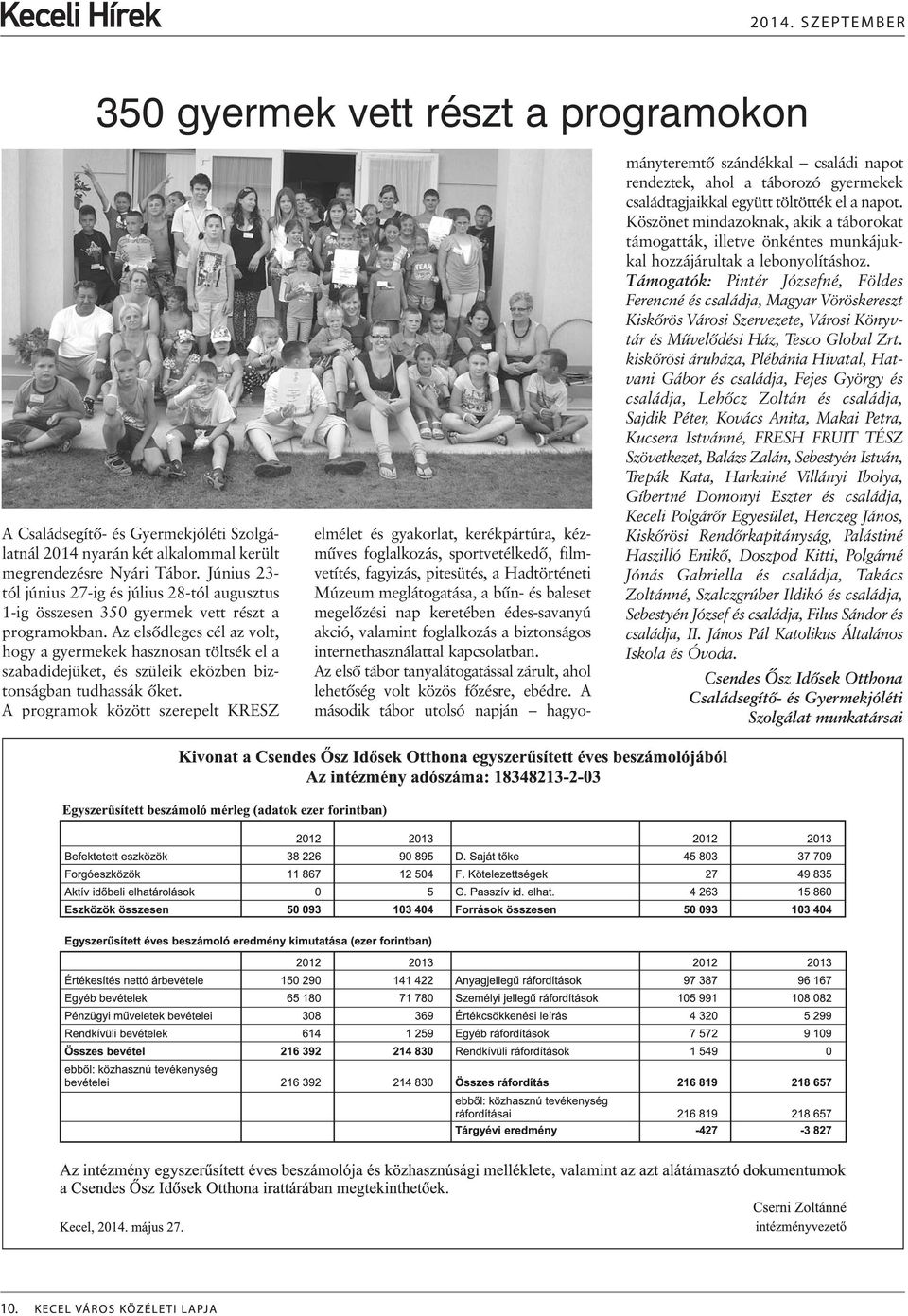 Az elsõdleges cél az volt, hogy a gyermekek hasznosan töltsék el a szabadidejüket, és szüleik eközben biztonságban tudhassák õket.