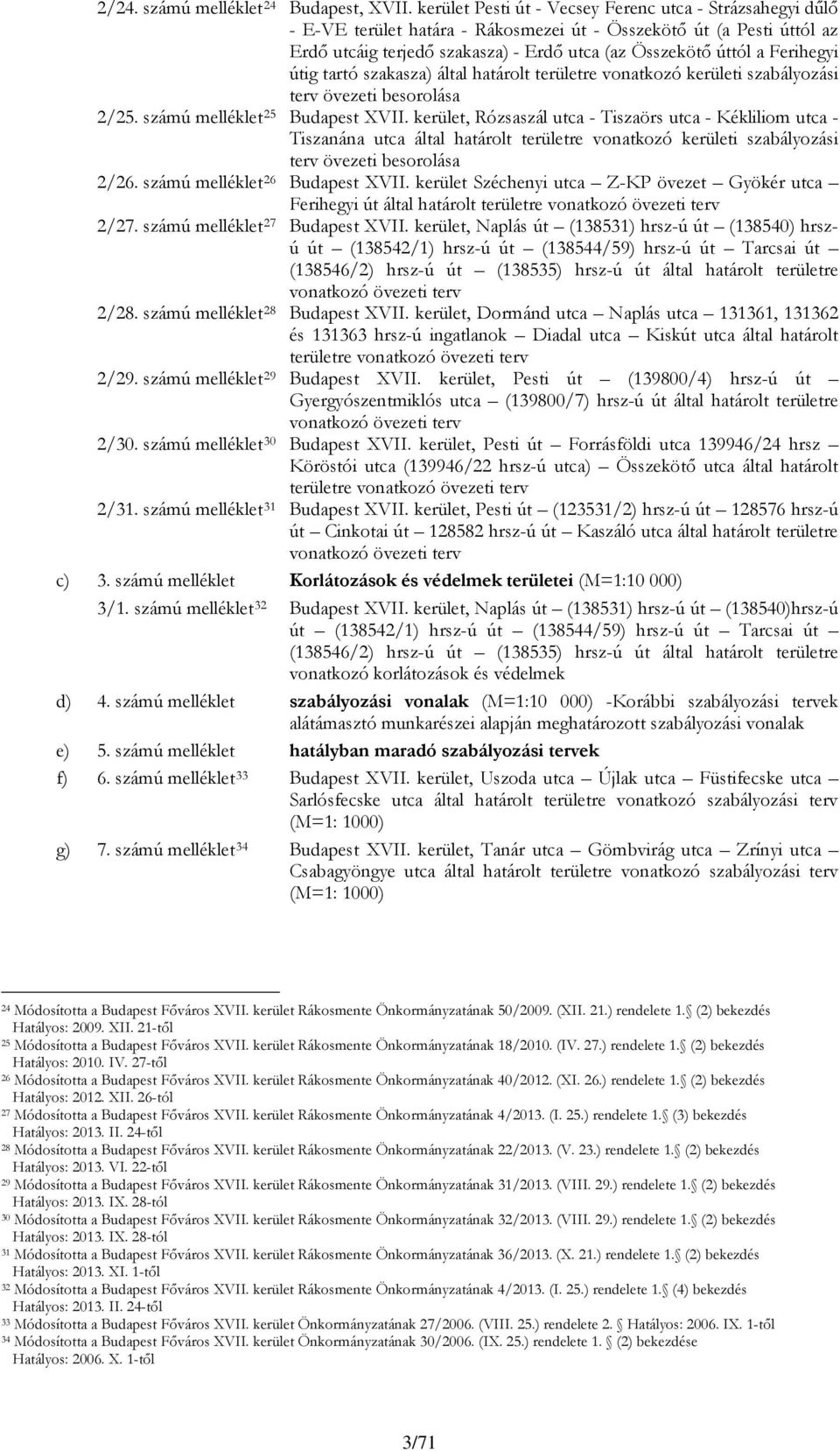 Ferihegyi útig tartó szakasza) által határolt területre vonatkozó kerületi szabályozási terv övezeti besorolása 2/25. számú melléklet 25 Budapest XVII.