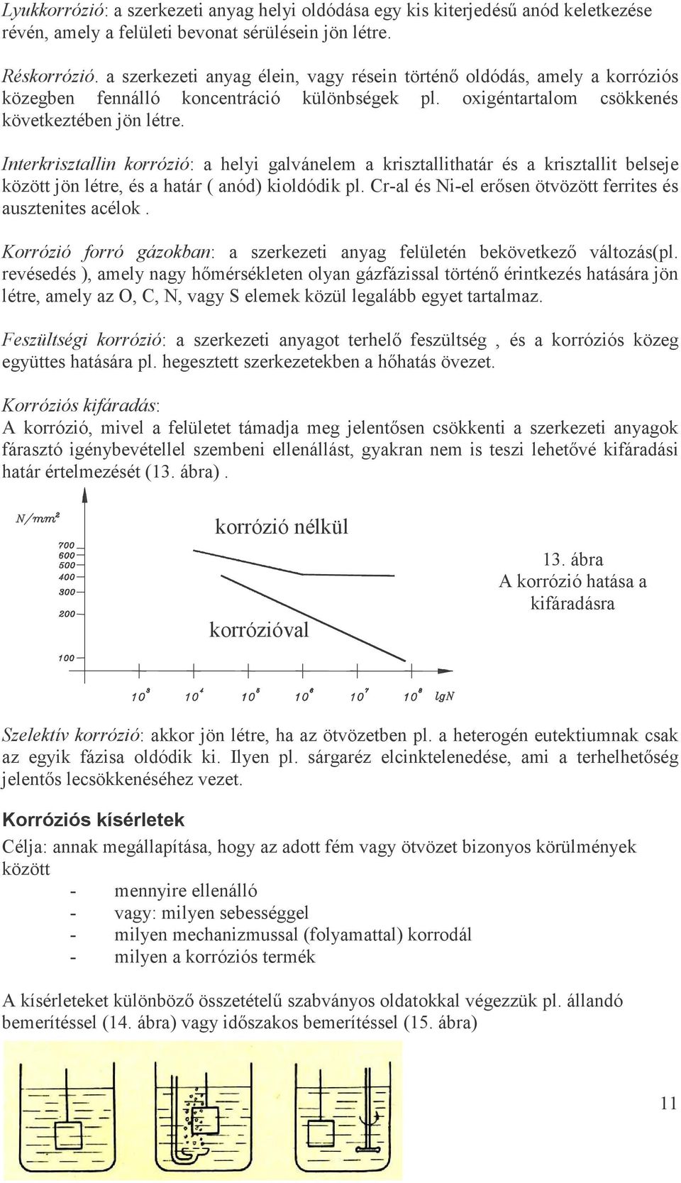 Interkrisztallin korrózió: a helyi galvánelem a krisztallithatár és a krisztallit belseje között jön létre, és a határ ( anód) kioldódik pl.