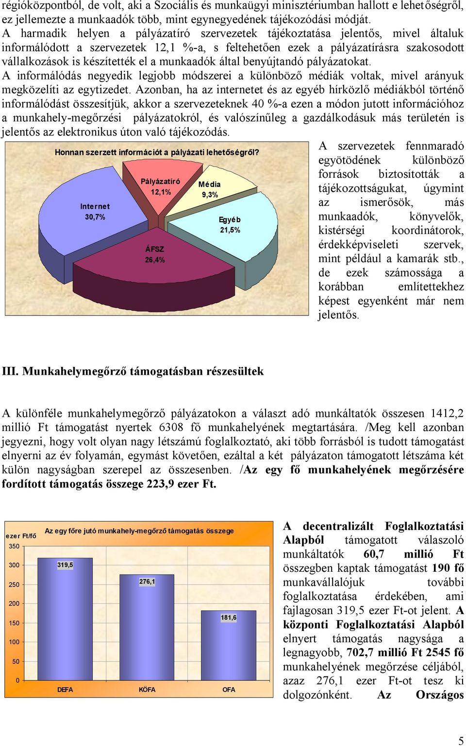 a munkaadók által benyújtandó pályázatokat. A informálódás negyedik legjobb módszerei a különböző médiák voltak, mivel arányuk megközelíti az egytizedet.