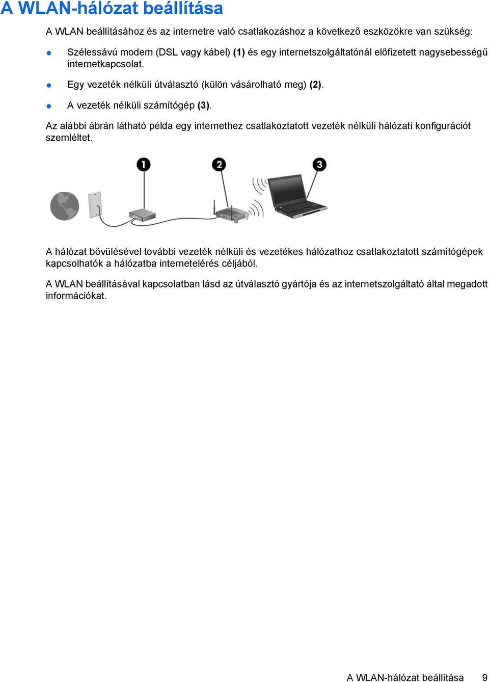 Az alábbi ábrán látható példa egy internethez csatlakoztatott vezeték nélküli hálózati konfigurációt szemléltet.